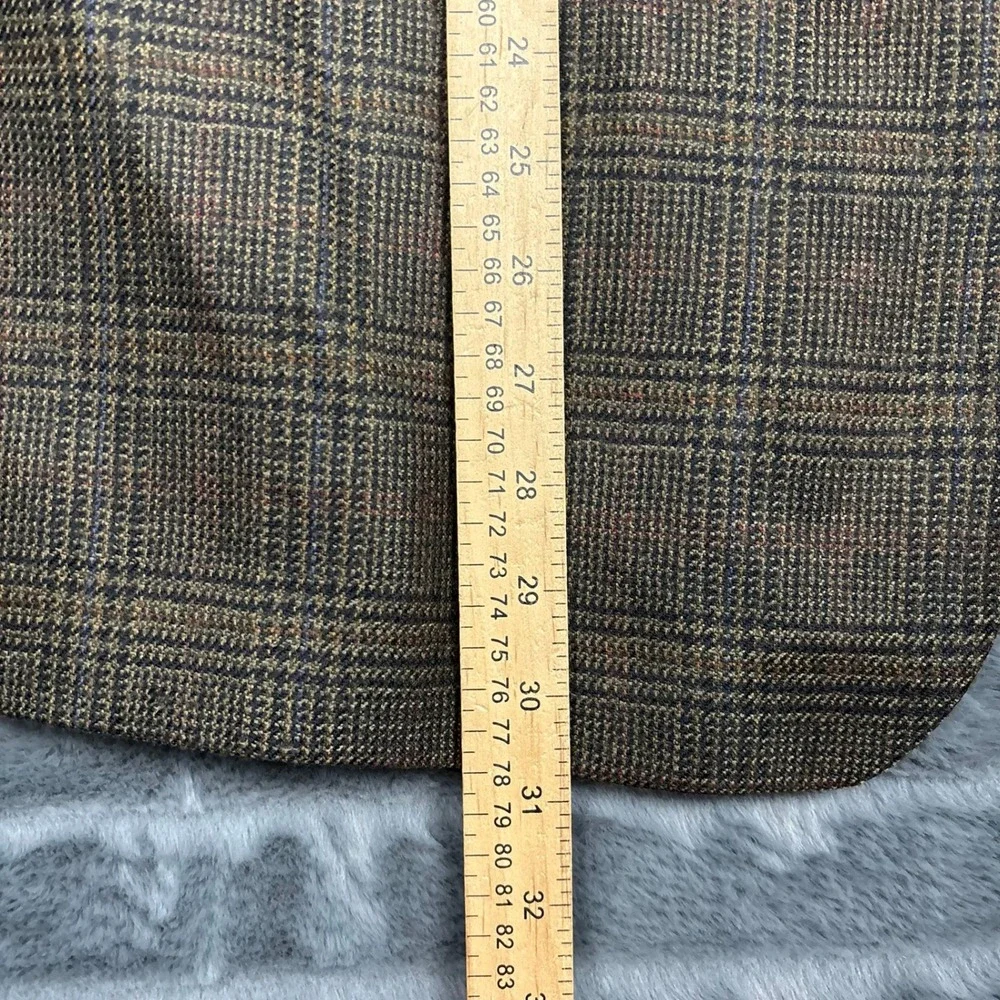 Stafford Executive Brown Glen Plaid Lambswool Blazer Sport Coat 44R 3 Button